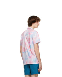 Bather Pink And Blue Tie Dye Camp Short Sleeve Shirt