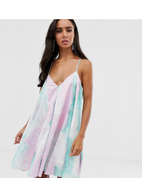 ASOS DESIGN Mini Trapeze Dress In Tie Dye Satin