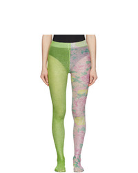 Marc Jacobs Green The Left And Right Print Tights