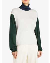 Burberry Colour Block Silk Cashmere Roll Neck Sweater