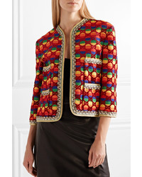 Gucci Embellished Flocked Striped Woven Jacket