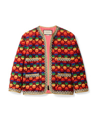 Gucci Embellished Flocked Striped Woven Jacket