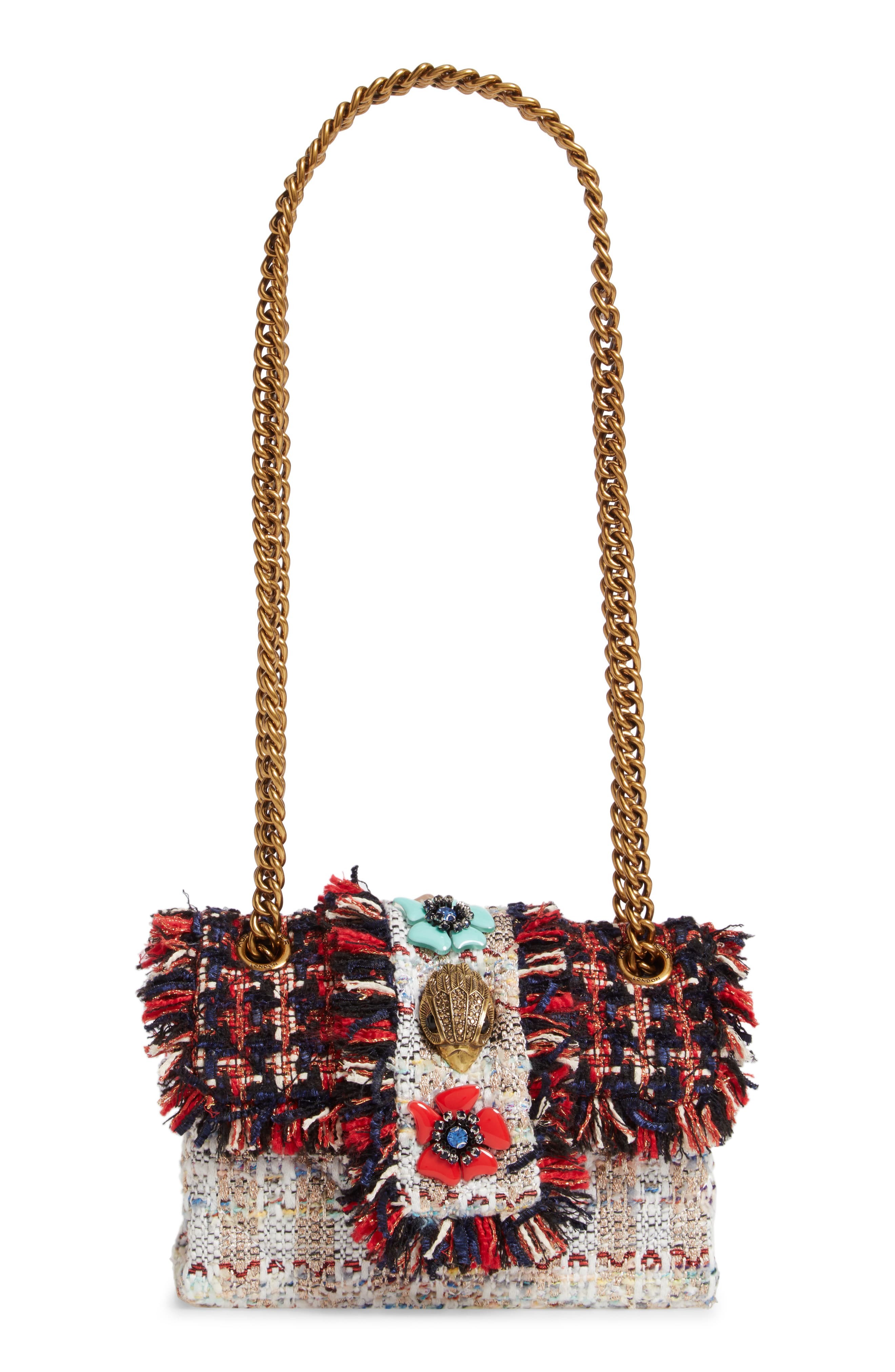 Kurt Geiger London Mini Kensington X Embellished Tweed Crossbody Bag ...