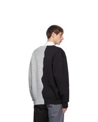 Xander Zhou Black And Grey Colorblock V Neck Sweater