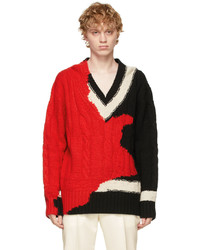 Alexander McQueen Black Red Ink Bleeding Sweater