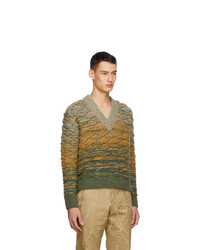 Sean Suen Multicolor Quilted V Neck Sweater