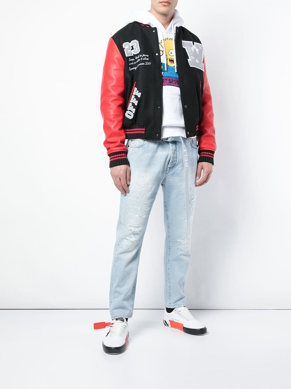 Áo Khoác bomber O.f.f White Ac Milan Varsity Jacket Áo bomber