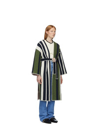 M Missoni Navy And Green Wool Striped Coat