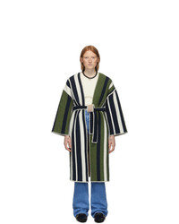 M Missoni Navy And Green Wool Striped Coat