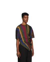 Diesel Red Tag Green And Multicolor Glenn Martens Edition Stripe Pique T Shirt