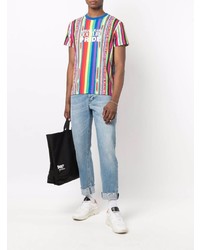 VERSACE JEANS COUTURE Pride Striped Logo Print T Shirt