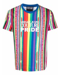 VERSACE JEANS COUTURE Pride Striped Logo Print T Shirt