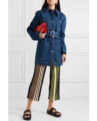 Kenzo Cropped Striped Ribbed Knit Flared Pants