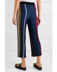 Kenzo Cropped Striped Ribbed Knit Flared Pants