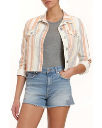 Multi colored Vertical Striped Denim Jacket