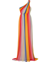 Multi colored Vertical Striped Evening Dress