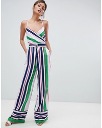 Ted Baker Strappy Wrap Front Jumpsuit In Bay Of Honour Stripe
