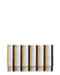 Multi colored Vertical Striped Leather Clutch