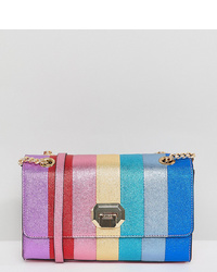 Multi colored Vertical Striped Leather Crossbody Bag