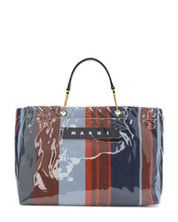 Marni Blue And Red Large Glossy Grip Shopping Bag