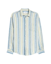 Multi colored Vertical Striped Linen Long Sleeve Shirt