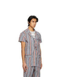 Maison Margiela Multicolor Linen Stripe Short Sleeve Shirt