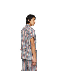 Maison Margiela Multicolor Linen Stripe Short Sleeve Shirt