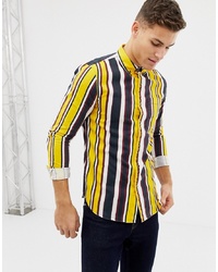 New Look Regular Fit Shirt In Yellow Stripe