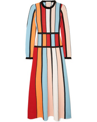 Roksanda Cutout Color Block Stretch Knit Midi Dress