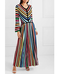 Mary Katrantzou Maya Striped Crochet Knit Maxi Dress