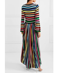 Mary Katrantzou Maya Striped Crochet Knit Maxi Dress