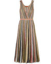 Missoni Pleated Metallic Crochet Knit Maxi Dress
