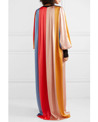 Roksanda Striped Pleated Silk Satin Maxi Dress