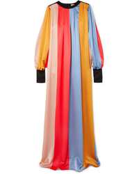 Roksanda Striped Pleated Silk Satin Maxi Dress