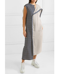 JW Anderson Asymmetric Striped Jersey And Cotton Dress