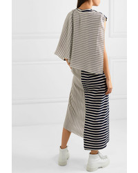 JW Anderson Asymmetric Striped Jersey And Cotton Dress