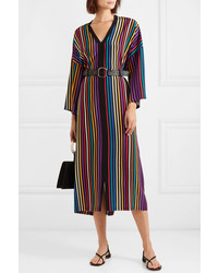 Etro Striped Silk De Chine Midi Dress