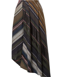 Multi colored Vertical Striped Midi Skirt