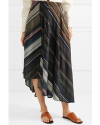 Apiece Apart Turkanna Wrap Effect Striped Voile Midi Skirt