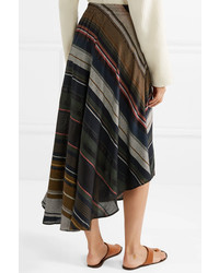 Apiece Apart Turkanna Wrap Effect Striped Voile Midi Skirt