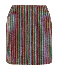 Emilia Wickstead Striped Metallic Ribbed Knit Mini Skirt