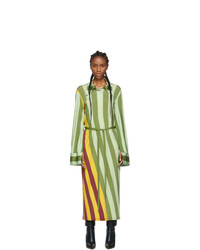 JW Anderson Multicolor Warped Stripe Print Polo Dress