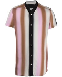 Rick Owens Abstract Stripe Print Short Sleeve Crepe Shirt