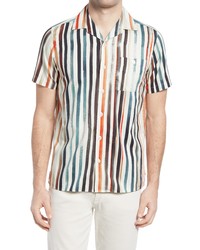 Ted Baker London Actres Stripe Short Sleeve Button Up Camp Shirt