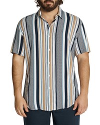 Johnny Bigg Banks Stripe Short Sleeve Button Up Shirt In Blue At Nordstrom
