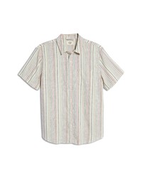 Marine Layer Multi Stripe Short Sleeve Hemp Blend Button Up Shirt