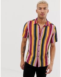 ASOS DESIGN Oversized Stripe Shirt With Revere Collar