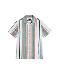 Topman Pastel Stripe Short Sleeve Button Up Camp Shirt