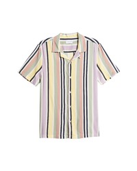 Topman Pastel Stripe Short Sleeve Button Up Shirt
