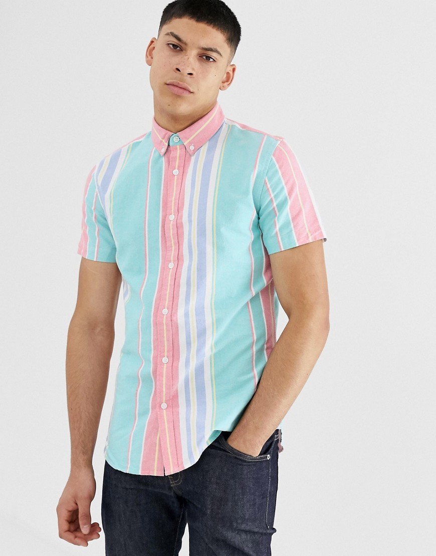 New Look Regular Fit Shirt In Candy Stripe, $15 | Asos | Lookastic